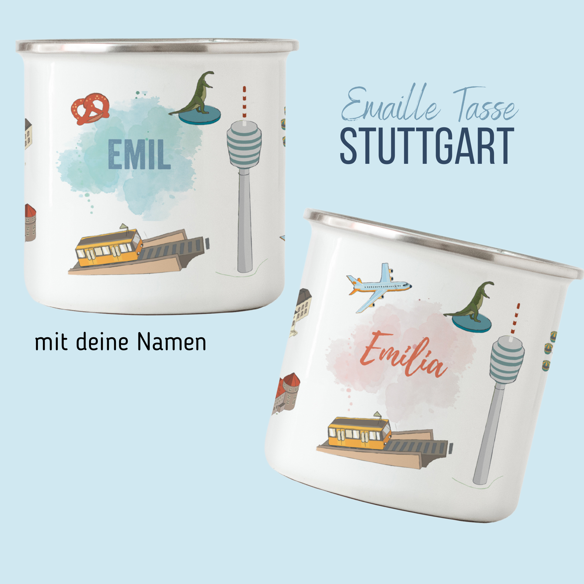 NEUES DESIGN: Stuttgart-Emaille-Tasse