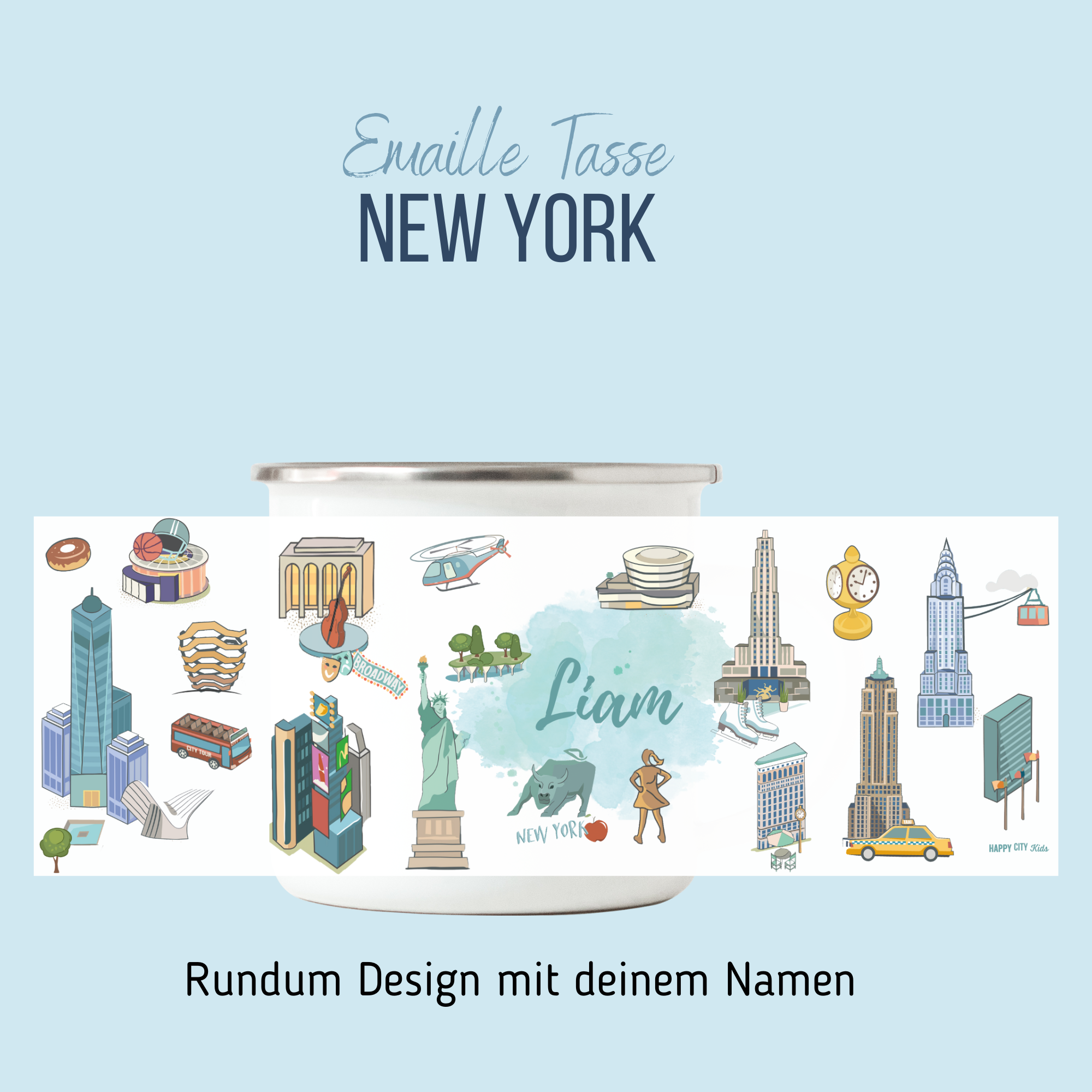 NEUES DESIGN: New York-Emaille-Tasse