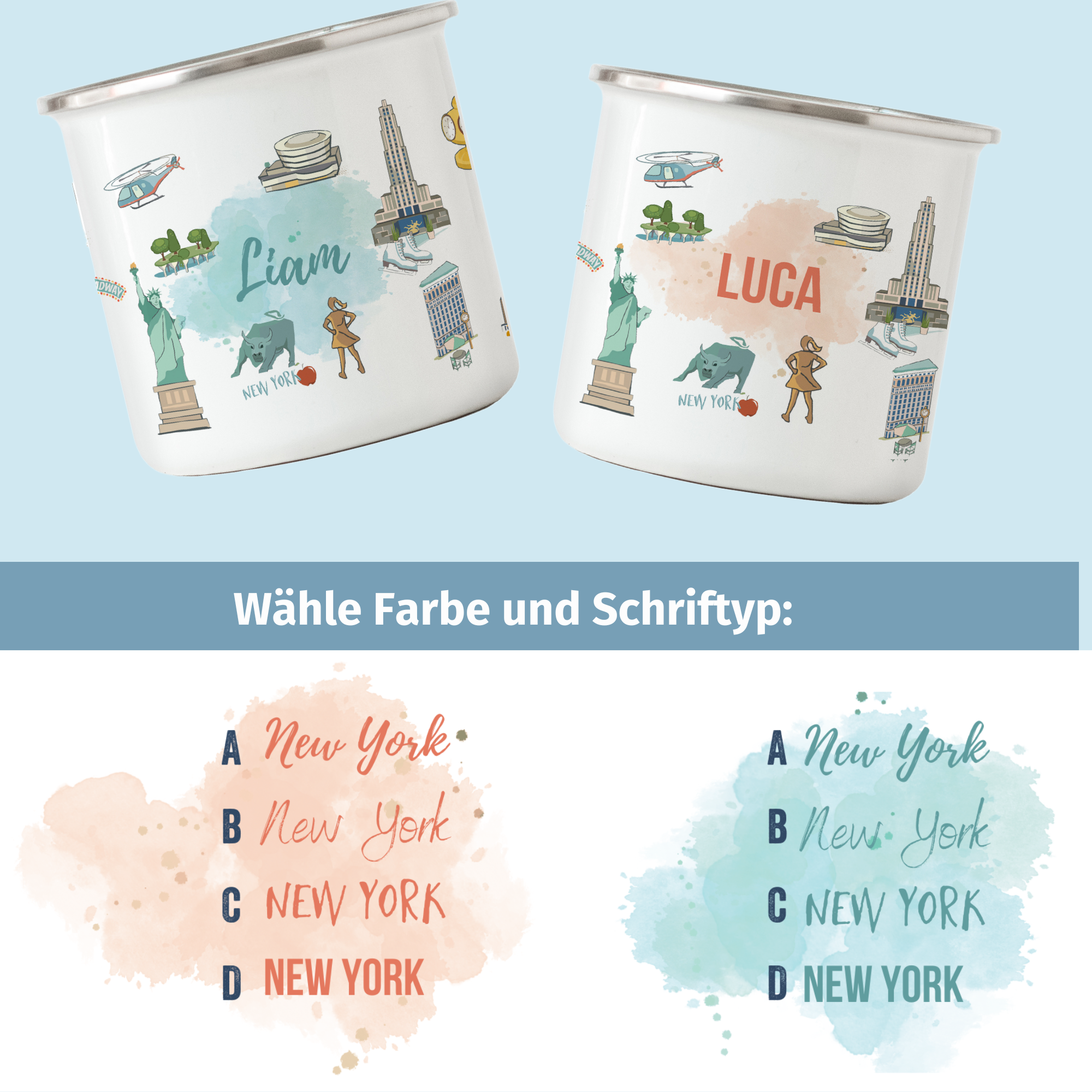 NEUES DESIGN: New York-Emaille-Tasse