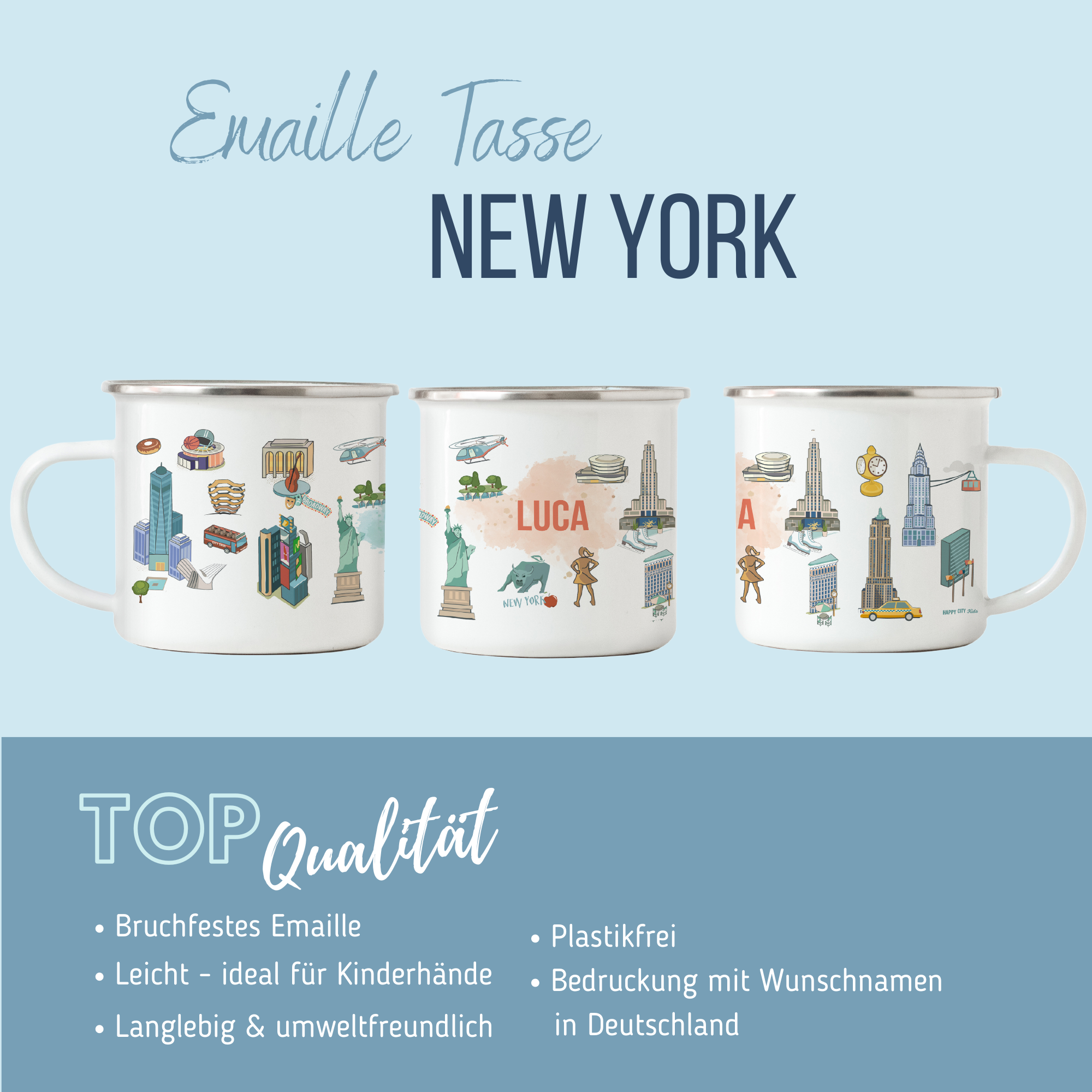 NEUES DESIGN: New York-Emaille-Tasse
