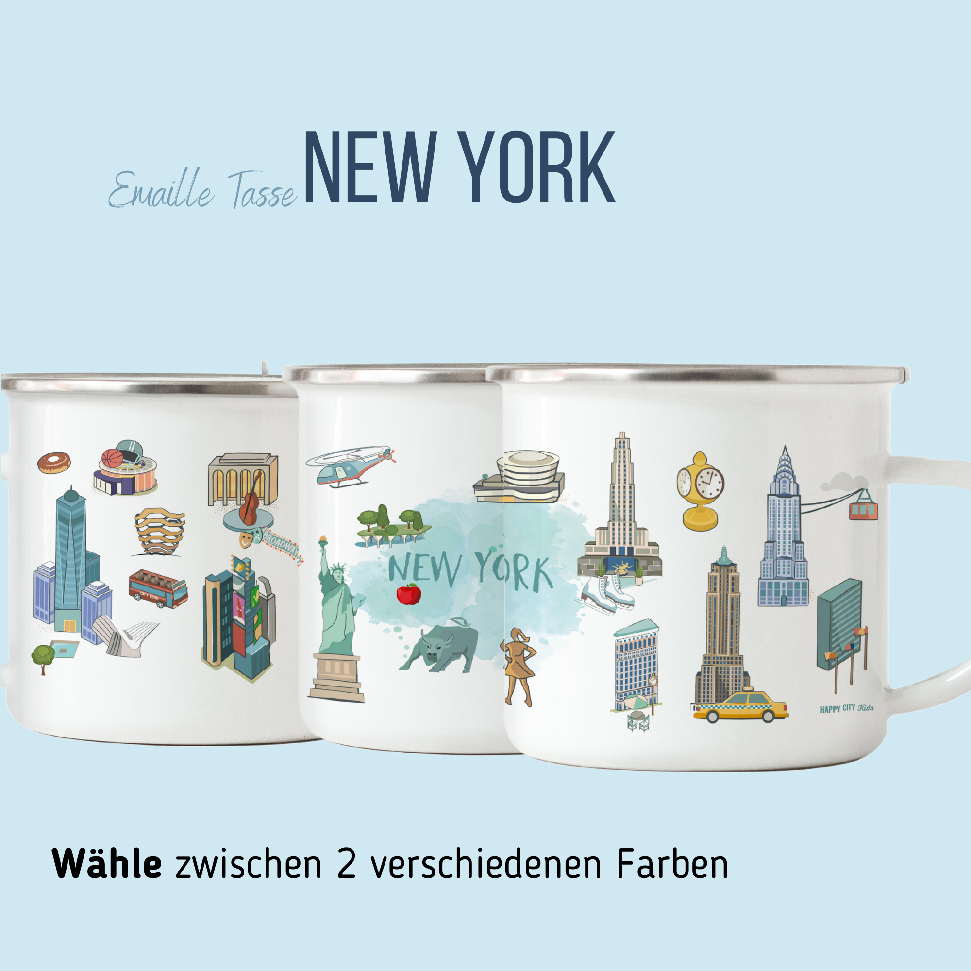 NEUES DESIGN: New York-Emaille-Tasse