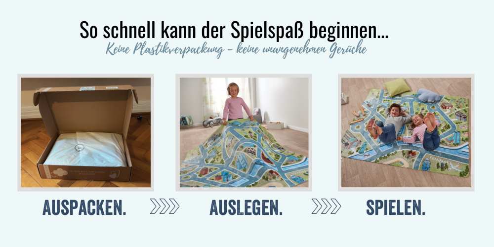 So schnell kannst du mit den HappyCITYKIds Spielteppichen Spielen  - Kinderzimmer einrichten und Spielspaß mit Stadtmotiven