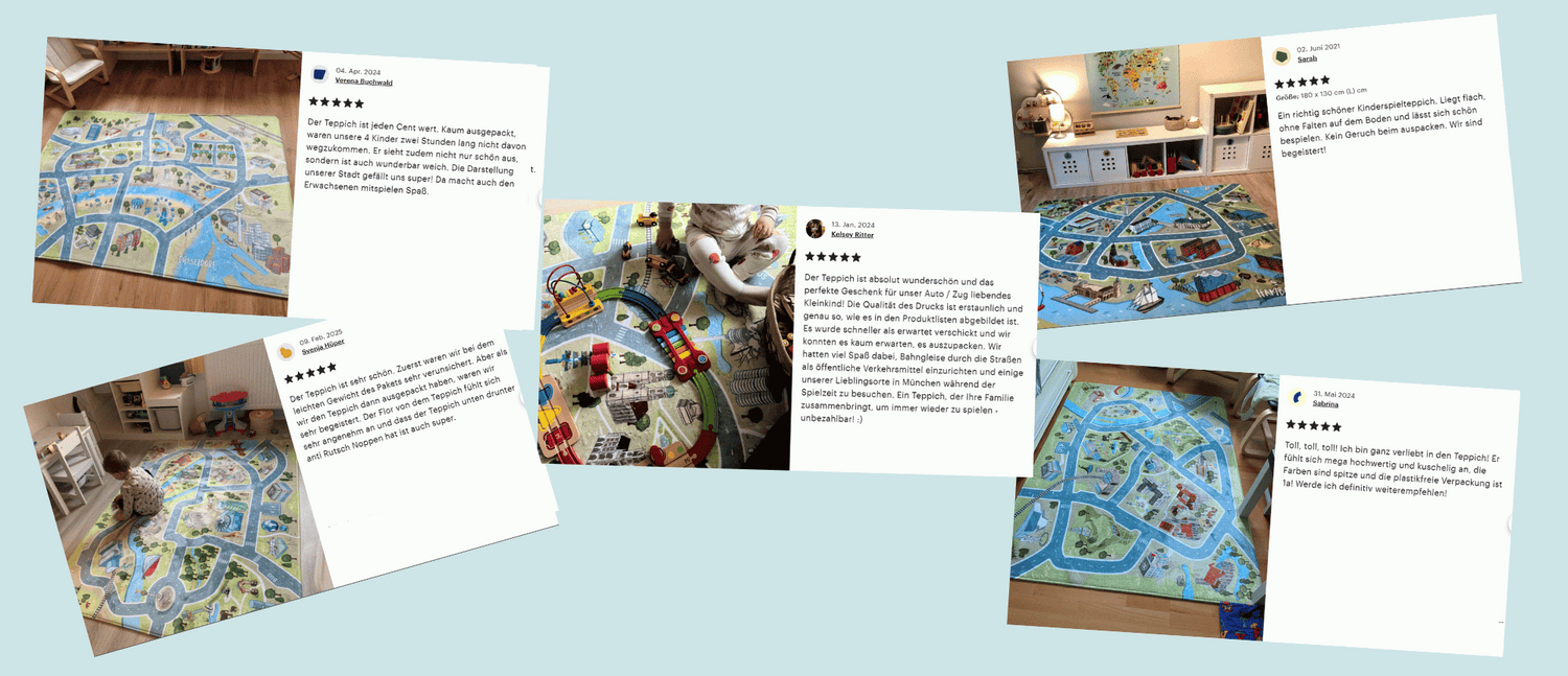 Super 5 Sterne Bewertung durch Kunden - Spielteppiche von HappyCITYKids