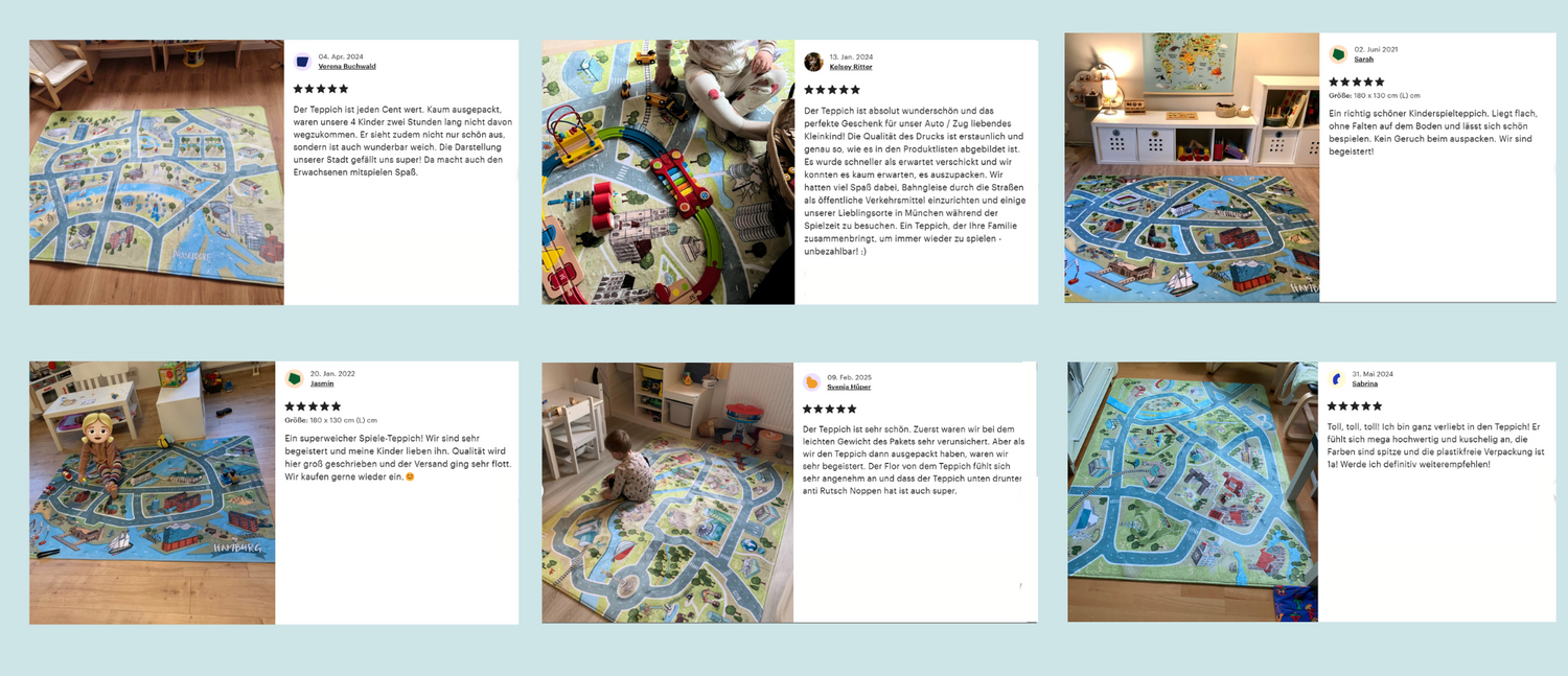 5 Sterne Bewertungen Spielteppiche HappyCITYKids