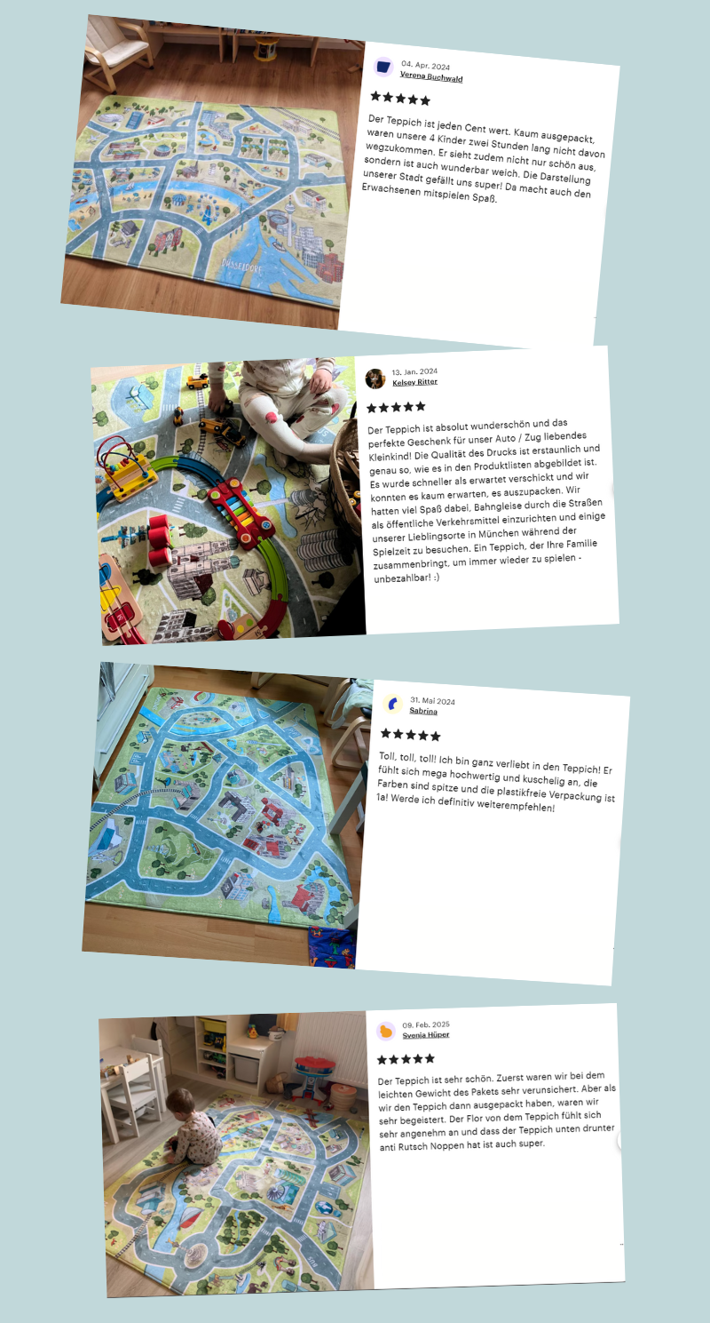 5 Sterne Bewertung durch Kunden - Spielteppiche von HappyCITYKids