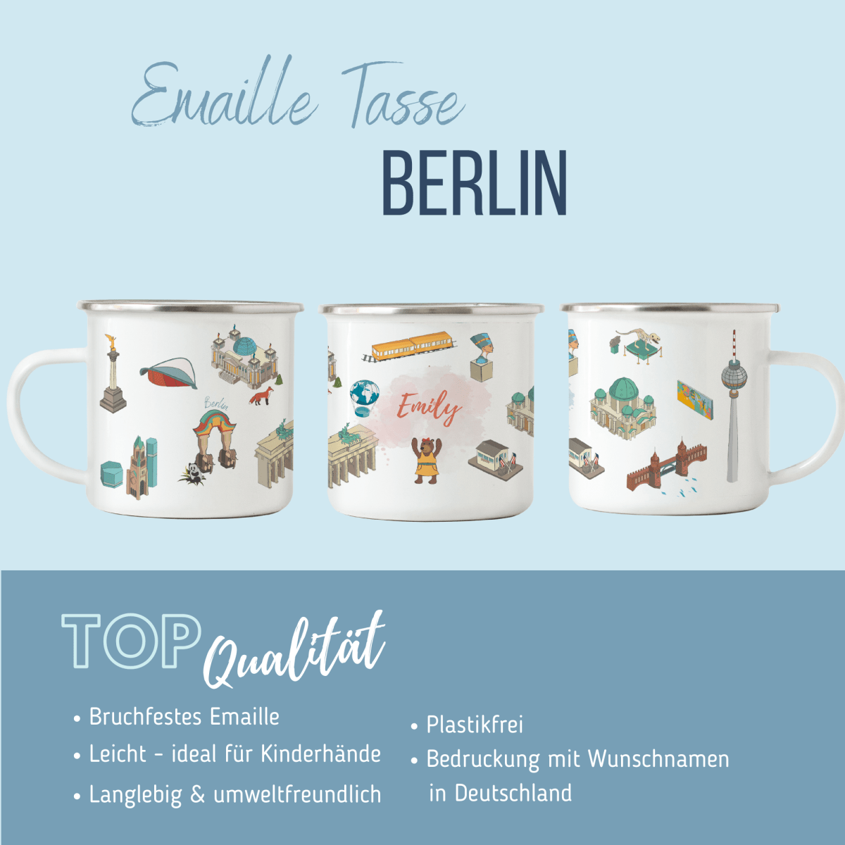 NEUES DESIGN: BERLIN - Emaille - Tasse | HappyCITYKids