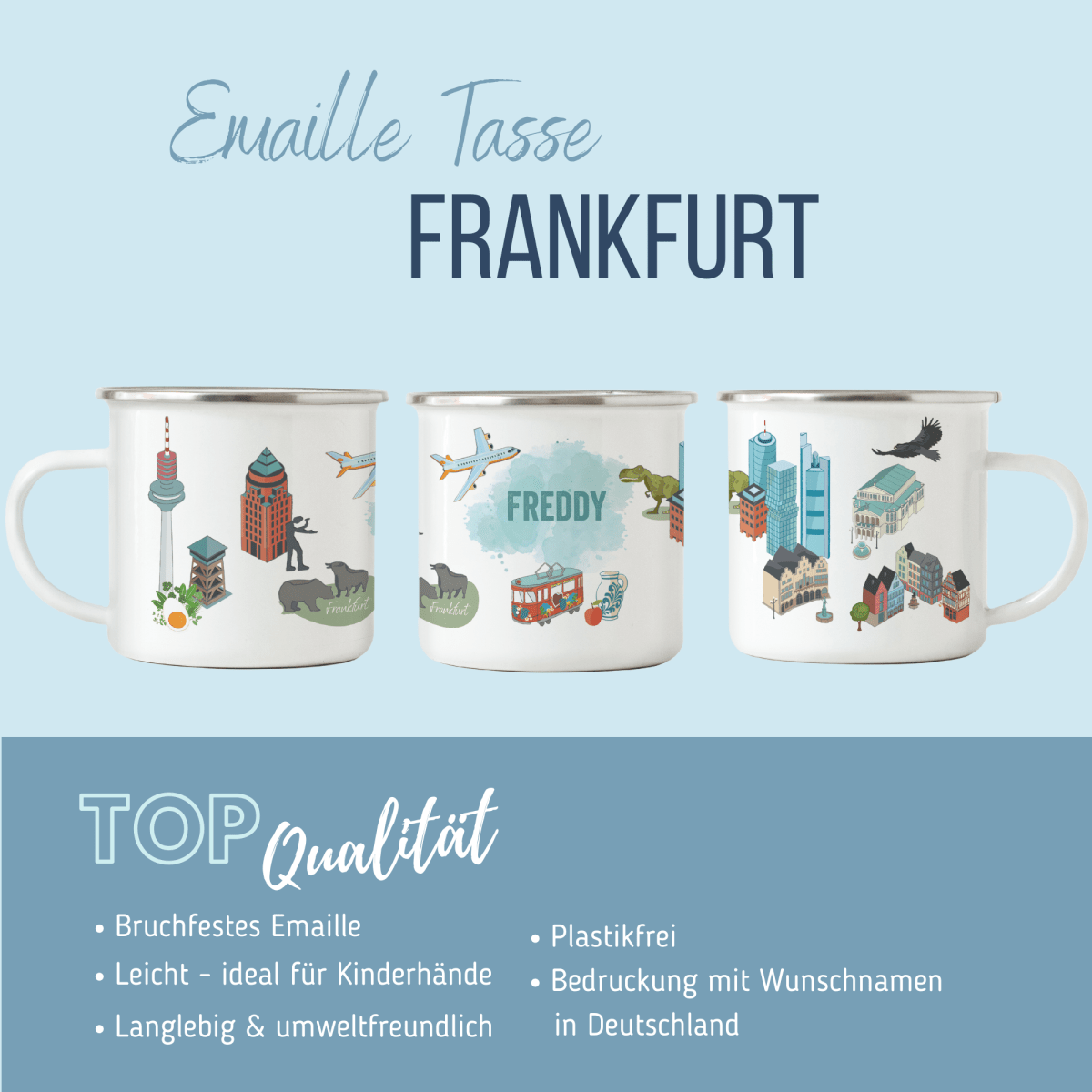 NEUES DESIGN: FRANKFURT - Emaille - Tasse | HappyCITYKids