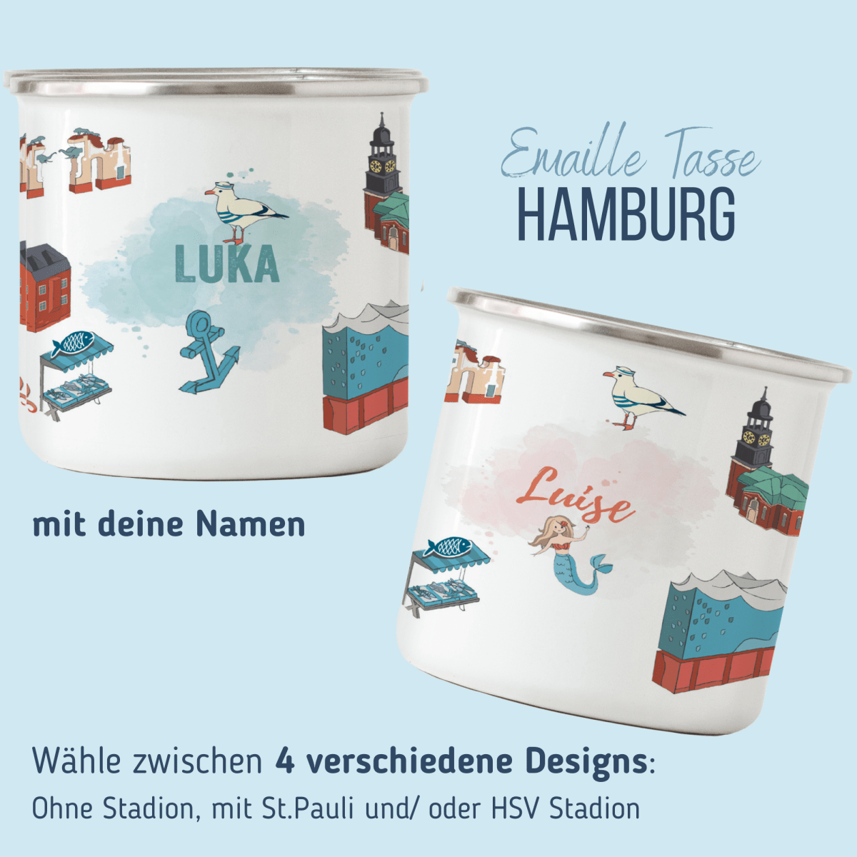 NEUES DESIGN: Hamburg - Emaille - Tasse | HappyCITYKids
