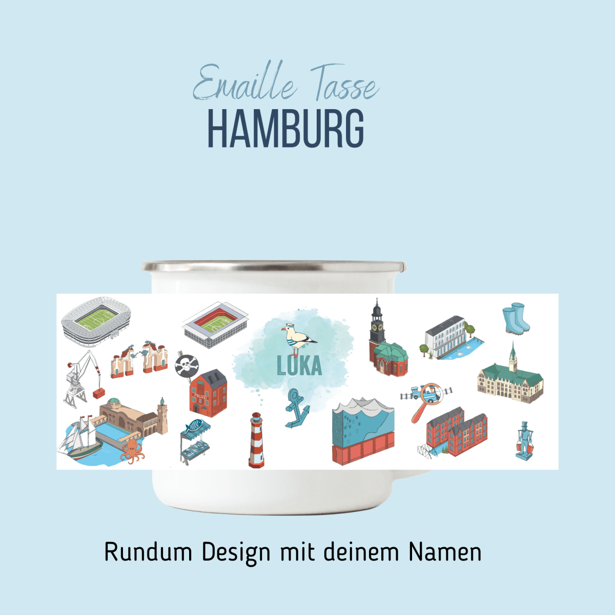 NEUES DESIGN: Hamburg - Emaille - Tasse | HappyCITYKids