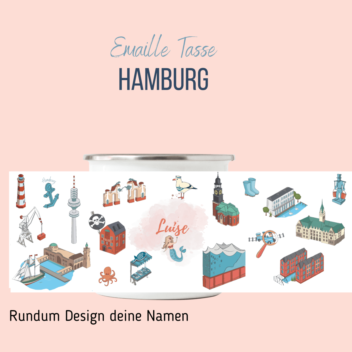 NEUES DESIGN: Hamburg - Emaille - Tasse | HappyCITYKids
