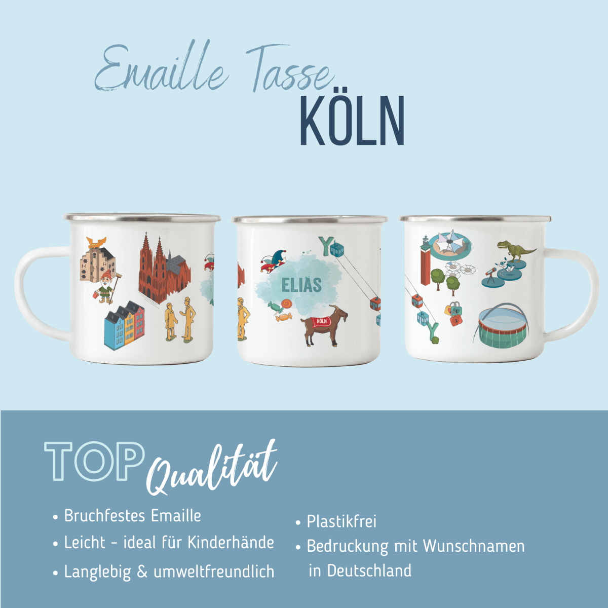 NEUES DESIGN: KÖLN - Emaille - Tasse | HappyCITYKids
