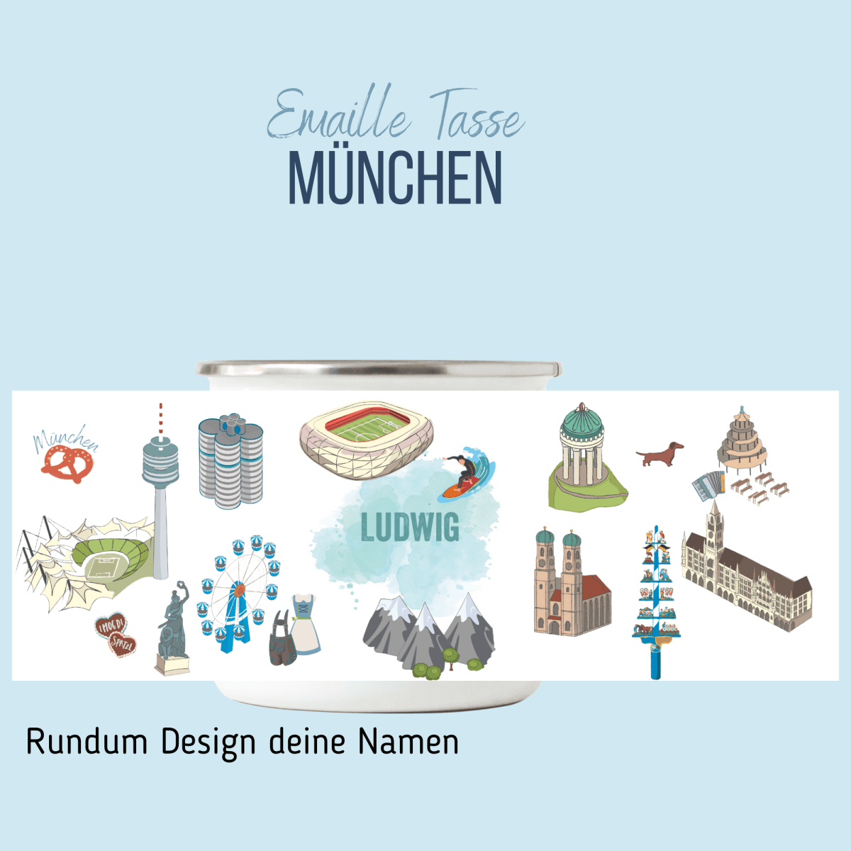NEUES DESIGN: München - Emaille - Tasse | HappyCITYKids