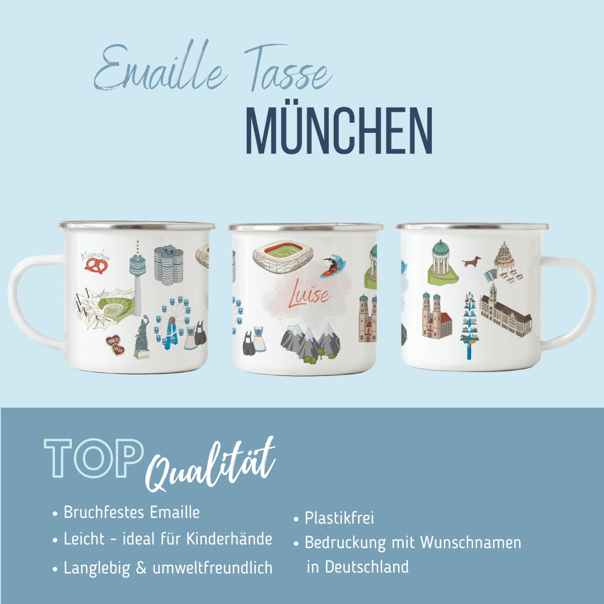 NEUES DESIGN: München - Emaille - Tasse | HappyCITYKids