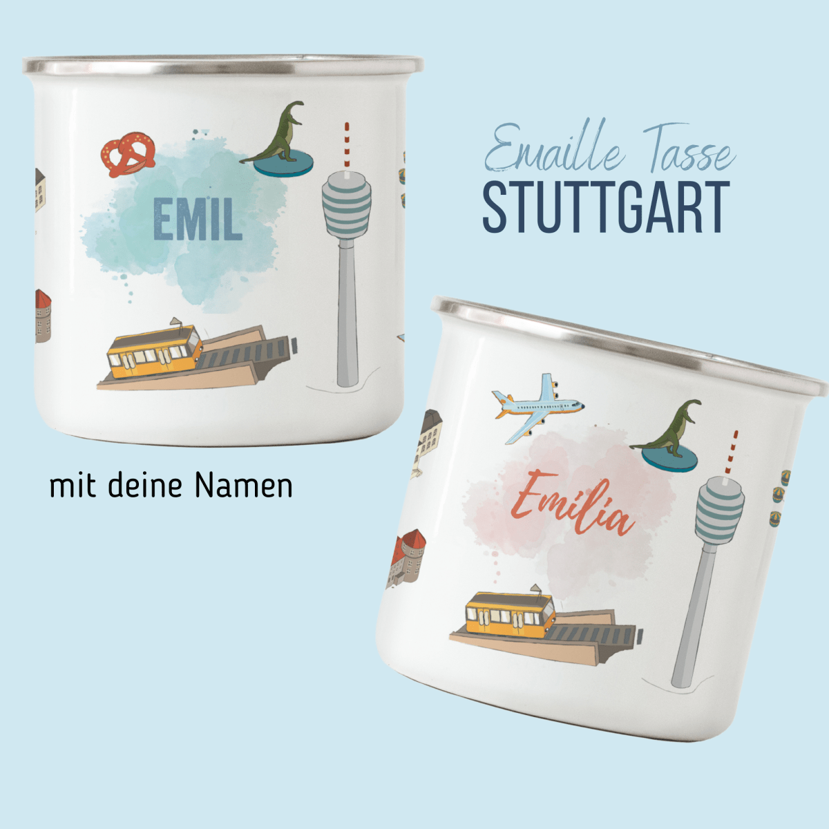 NEUES DESIGN: Stuttgart - Emaille - Tasse | HappyCITYKids