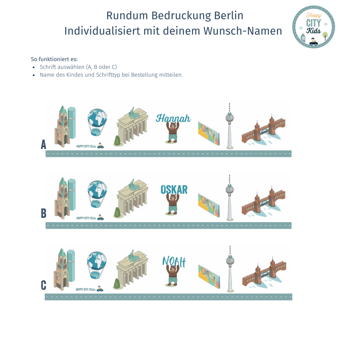 Emailletasse Berlin - mit Namen individualisieren - personalsiersen - HappyCITYKids