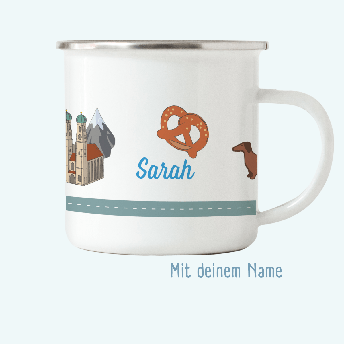 Emaille - Tasse München - mit Namen | HappyCITYKids