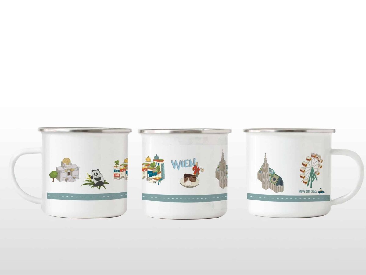 Tasse Wien - Emaille-Kindergeschirr-bruchsicher-Happycitykids