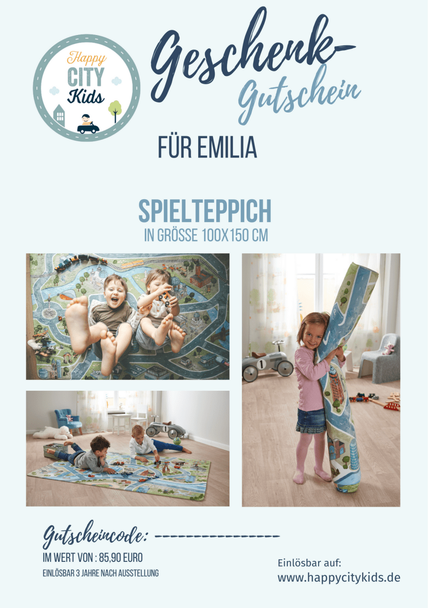 Geschenkgutschein für Spielteppich 100x150 cm | HappyCITYKids