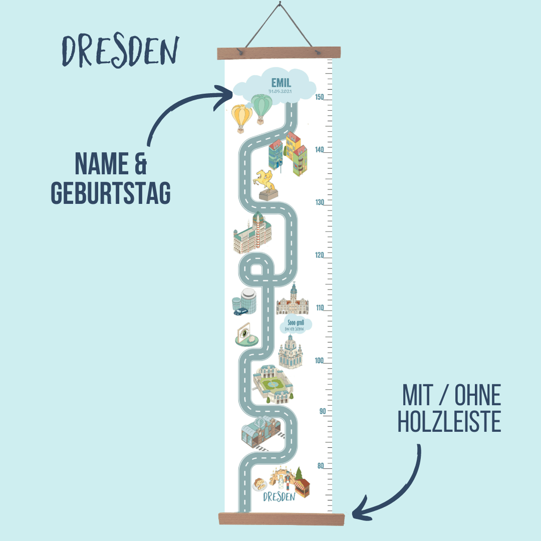 Messlatte DRESDEN - mit Namen | HappyCITYKids