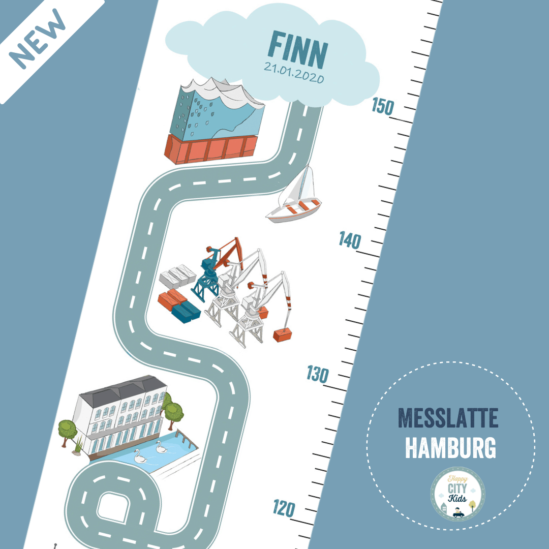 Messlatte Hamburg personalisiert - so groß bin ich schon -Kinderzimmer einrichten - Poster Hamburg