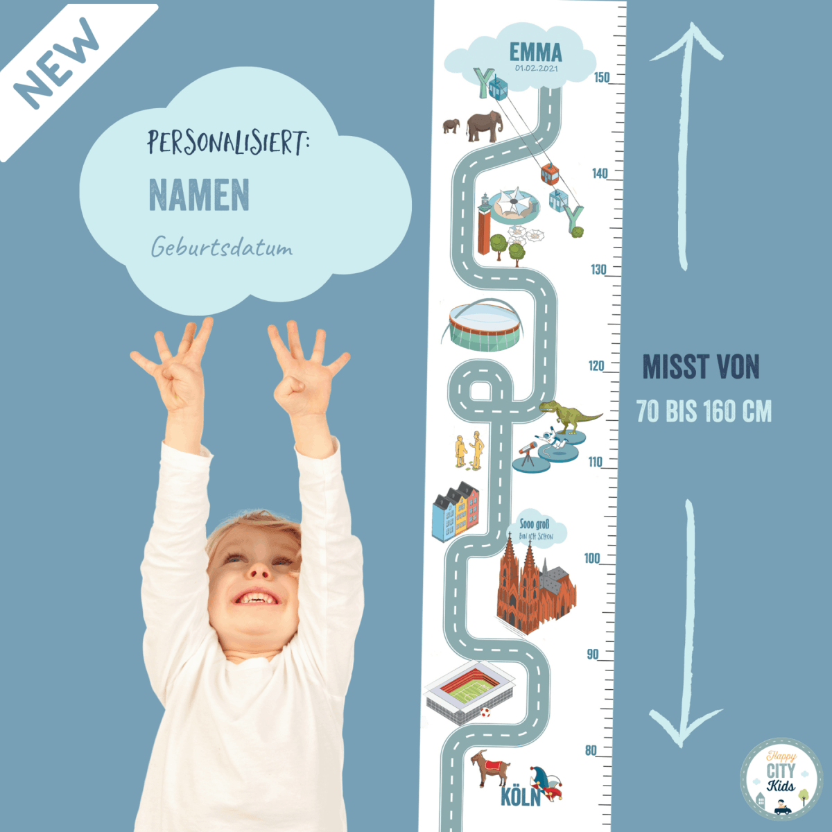Messlatte KÖLN - mit Namen | HappyCITYKids