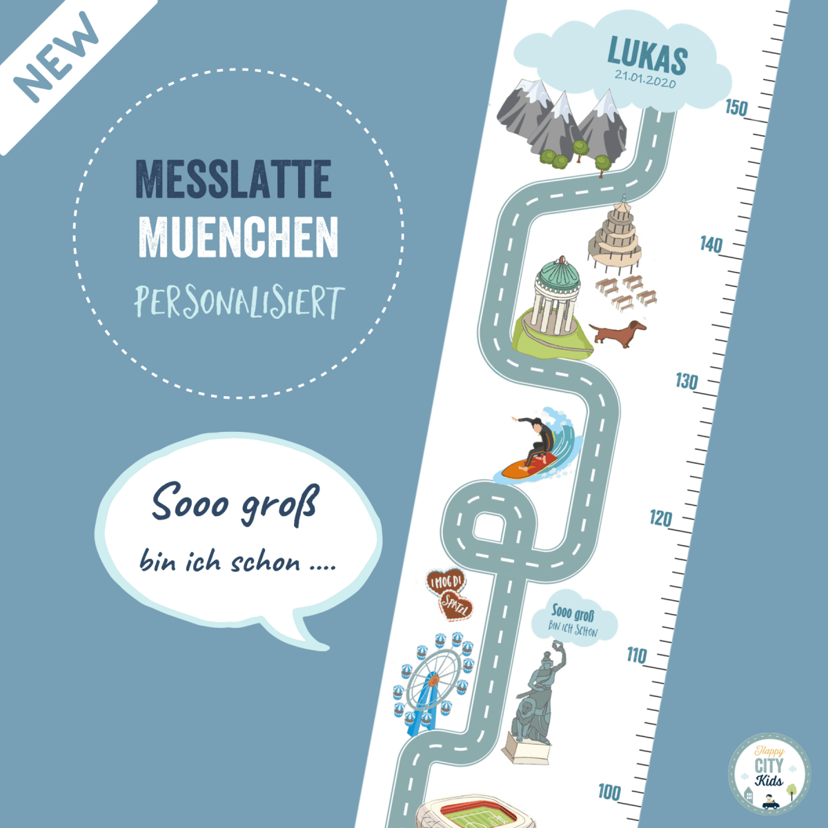 Messlatte MÜNCHEN - mit Namen | HappyCITYKids