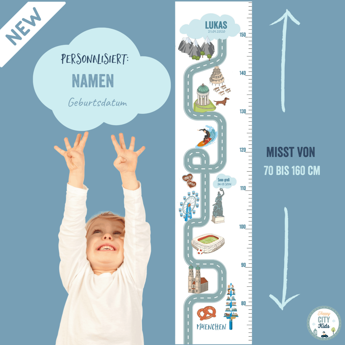 Messlatte MÜNCHEN - mit Namen | HappyCITYKids