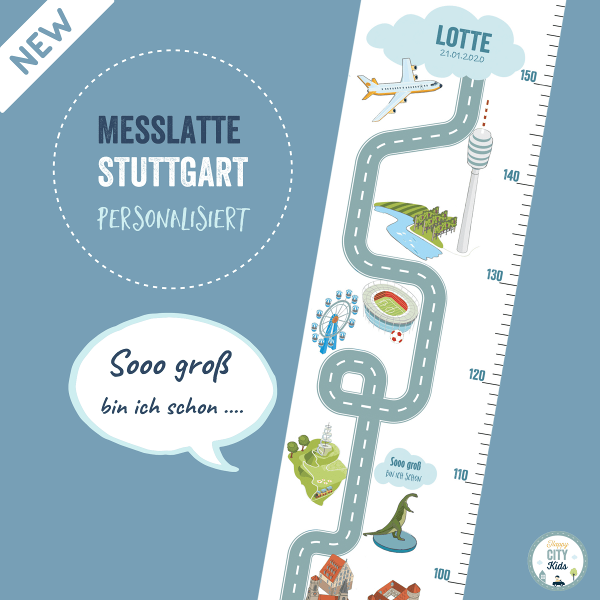 Messlatte STUTTGART - mit Namen | HappyCITYKids