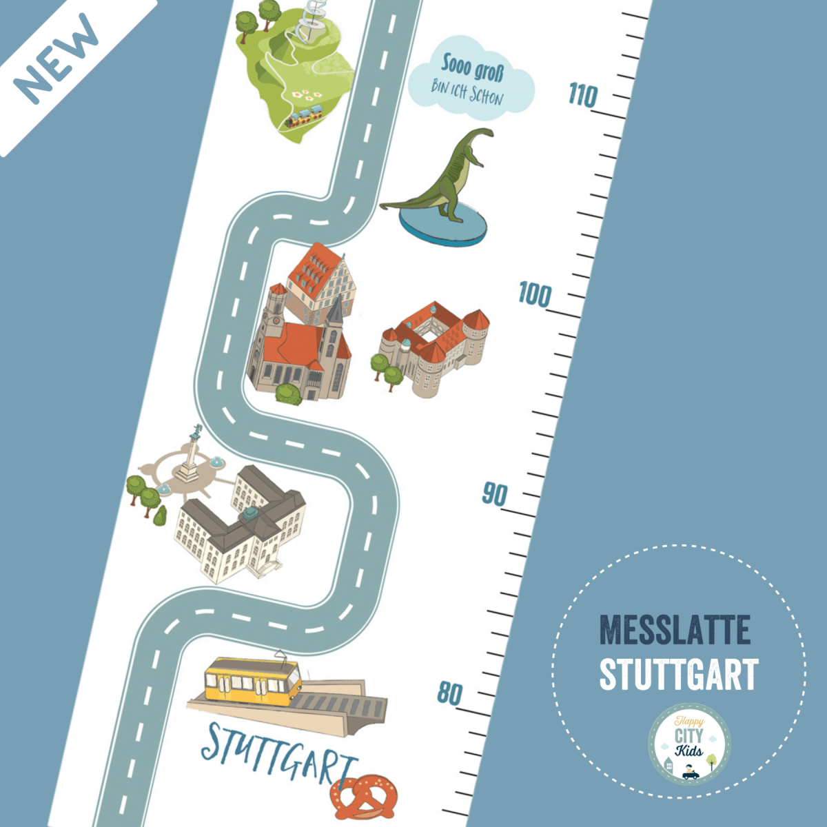Messlatte STUTTGART - mit Namen | HappyCITYKids