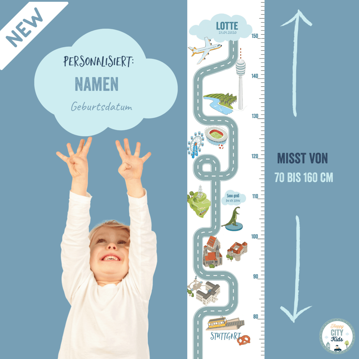 Messlatte STUTTGART - mit Namen | HappyCITYKids