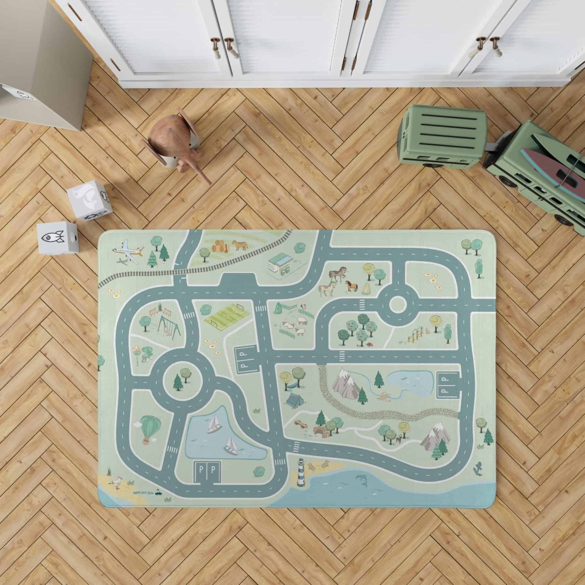 Spielteppich modern-Ausflug aufs Land - Straßenteppich