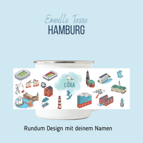 NEUES DESIGN: Hamburg-Emaille-Tasse