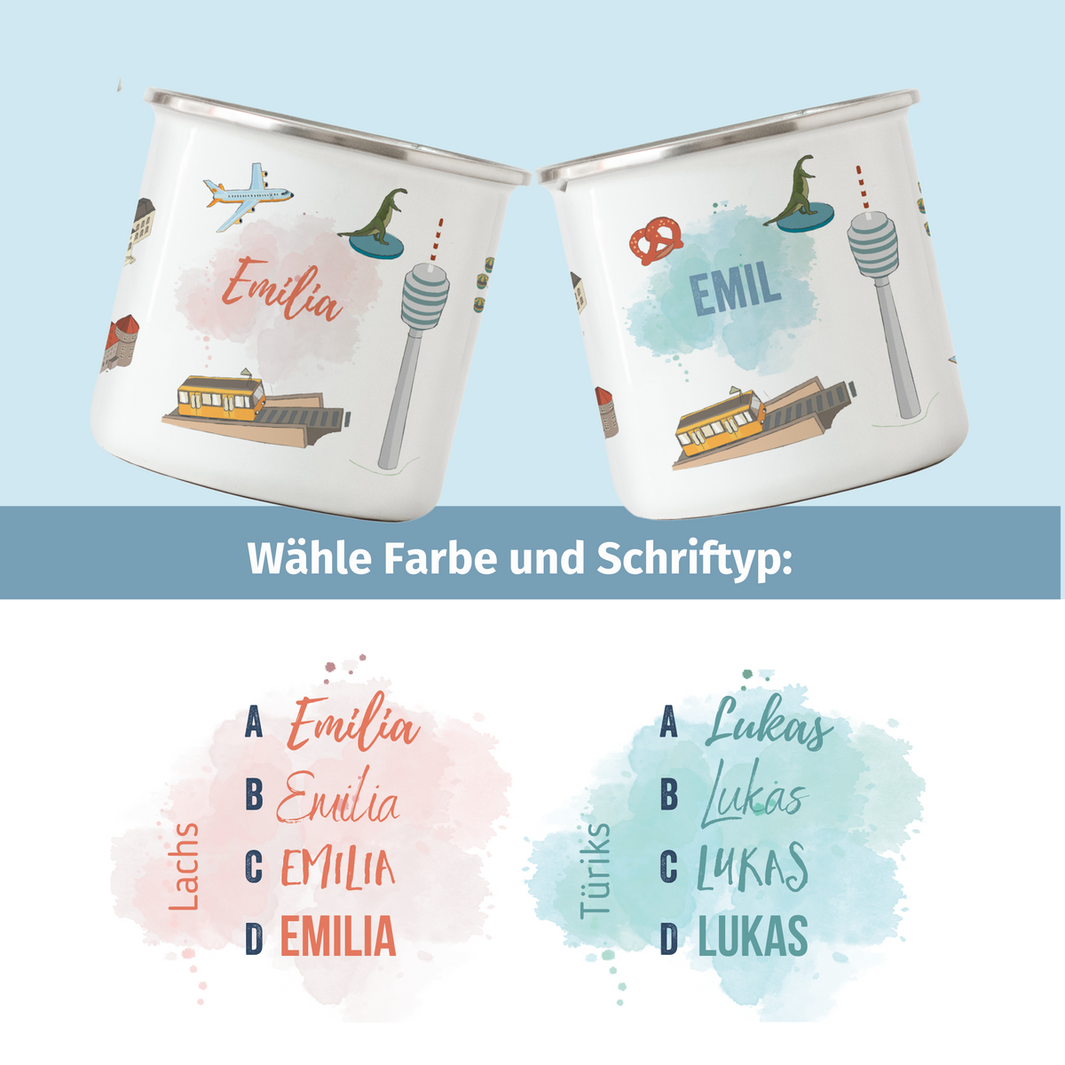 NEUES DESIGN: Stuttgart-Emaille-Tasse