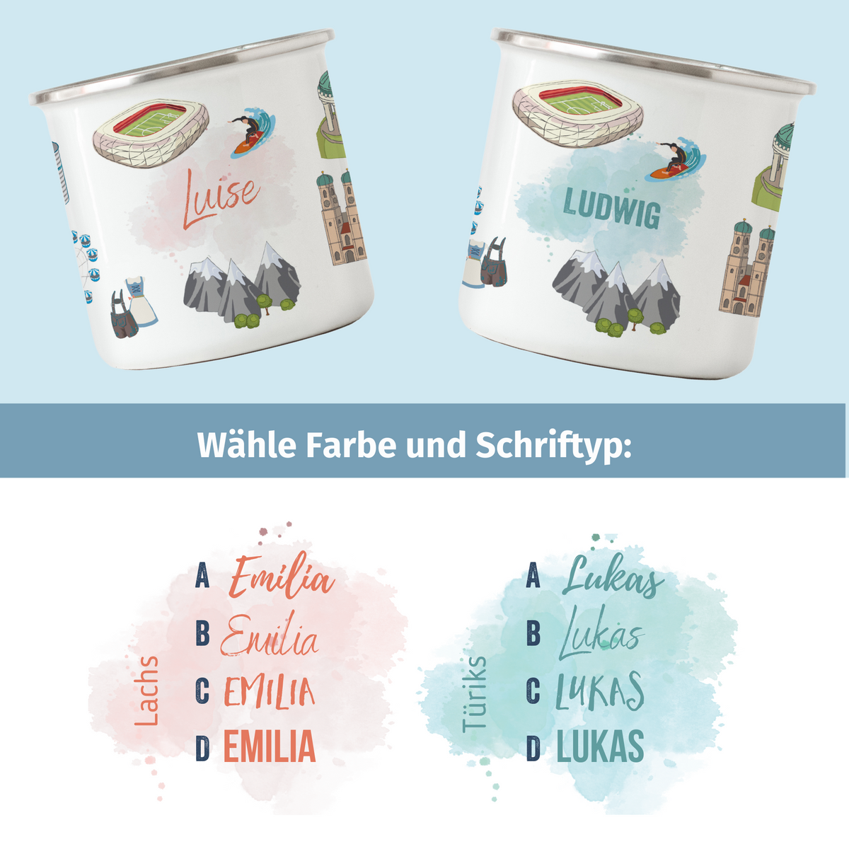 NEUES DESIGN: München-Emaille-Tasse