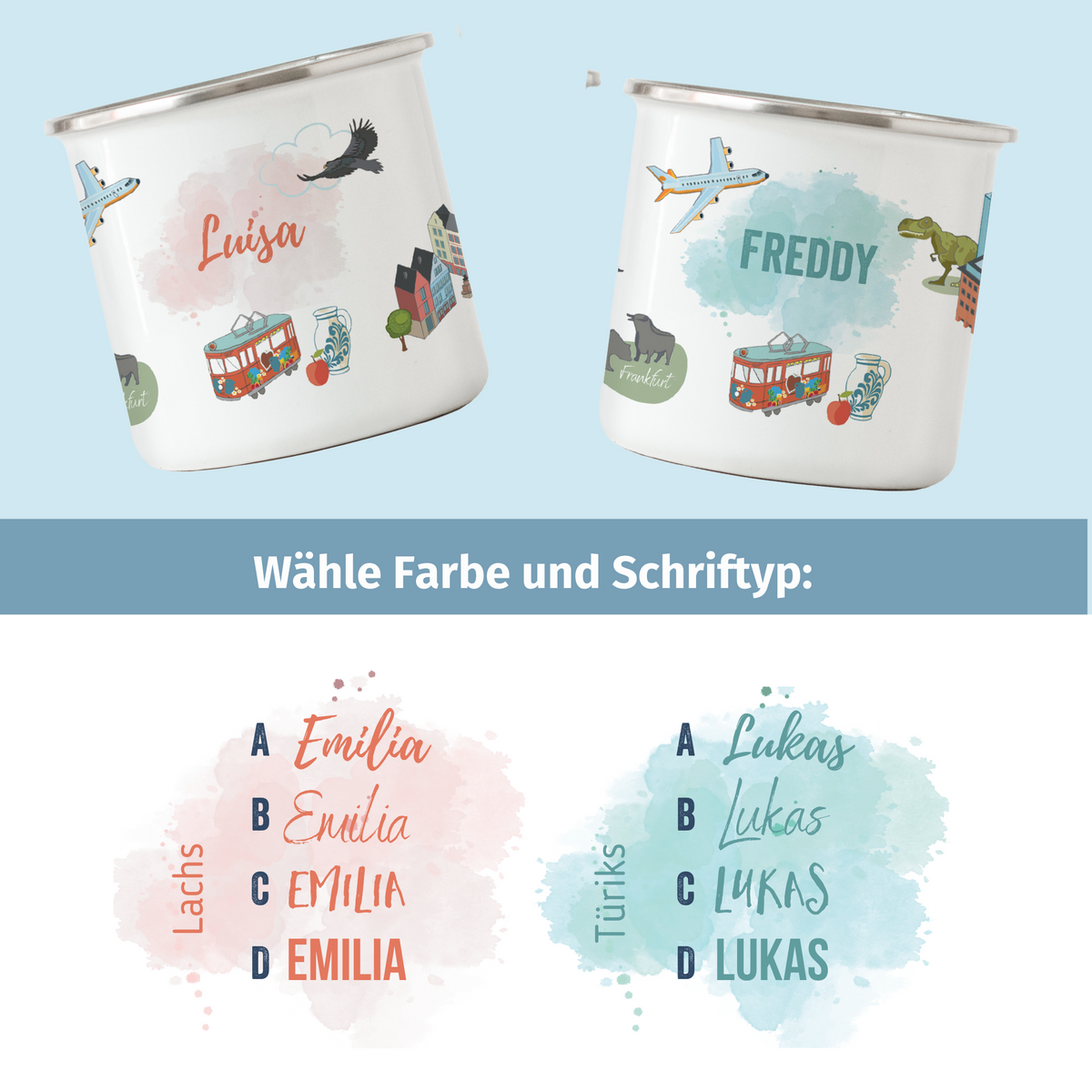 NEUES DESIGN: FRANKFURT-Emaille-Tasse