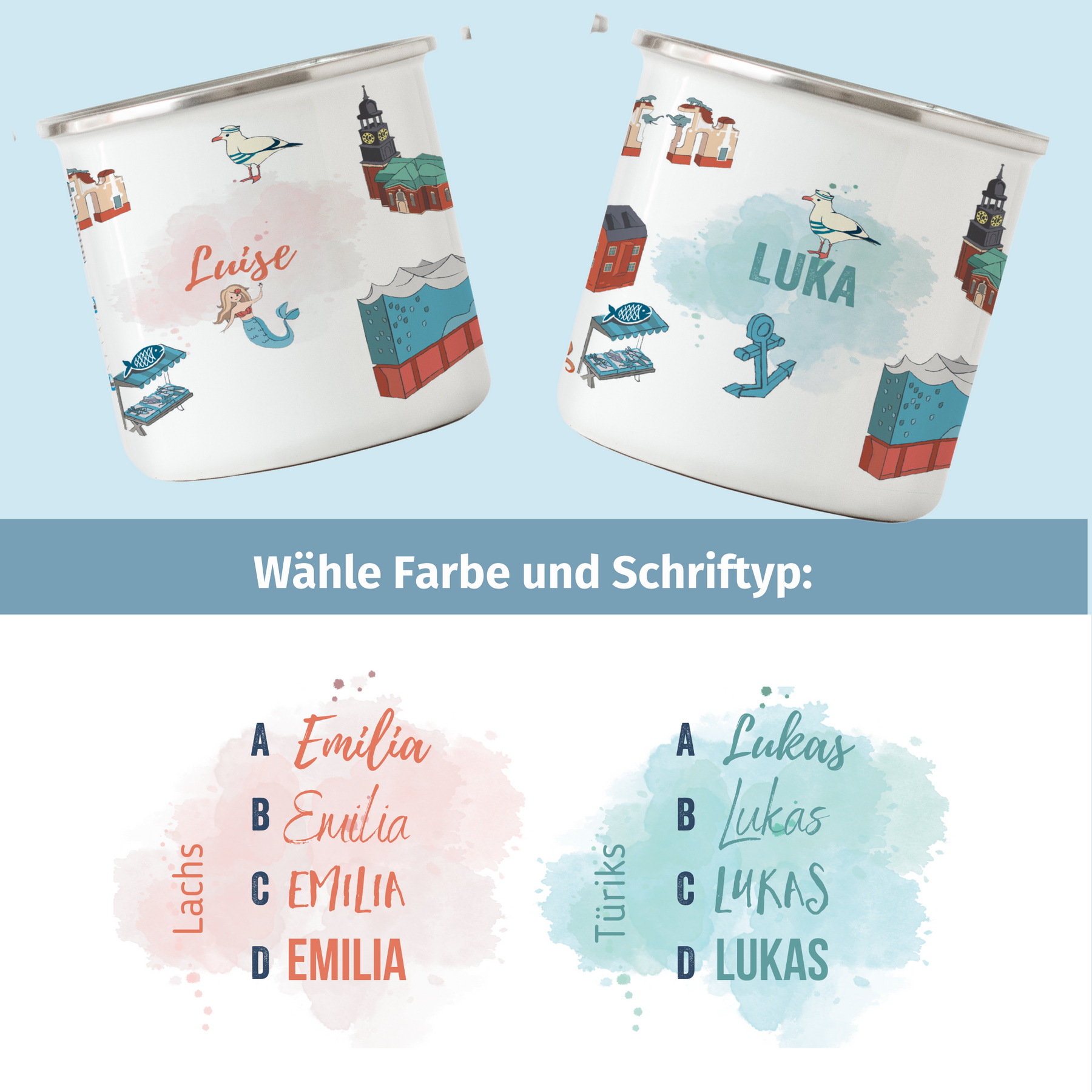 NEUES DESIGN: Hamburg-Emaille-Tasse