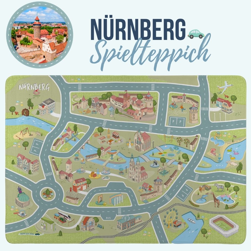 Spielteppich Nürnberg mit Wahrzeichen der Stadt - HappyCITYKids