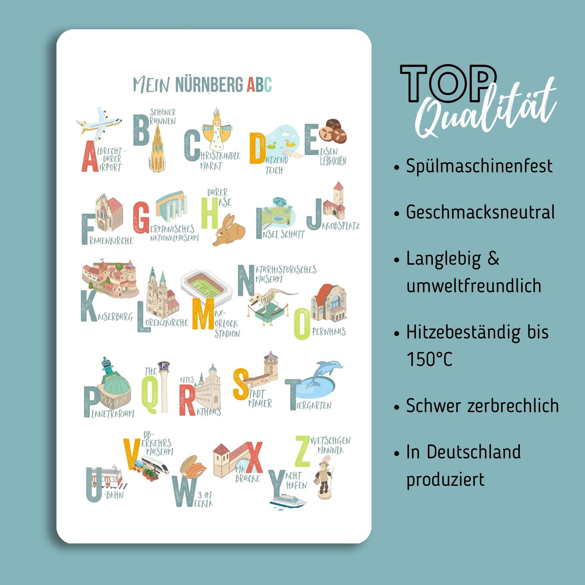 Frühstücksbrettchen NÜRNBERG ABC