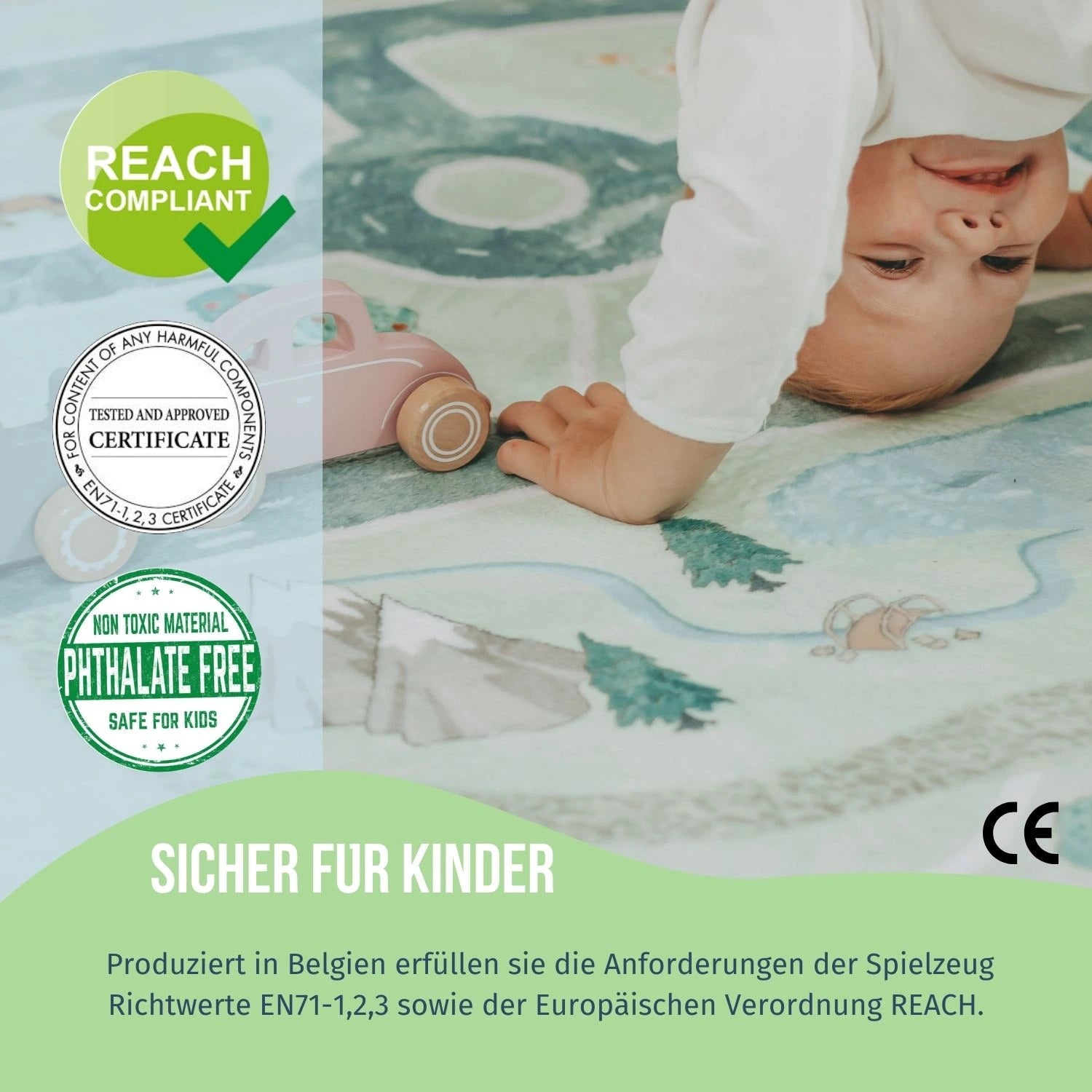 Spielteppiche von HappyCITYKids sind Sicher und schadstoffgeprüft 