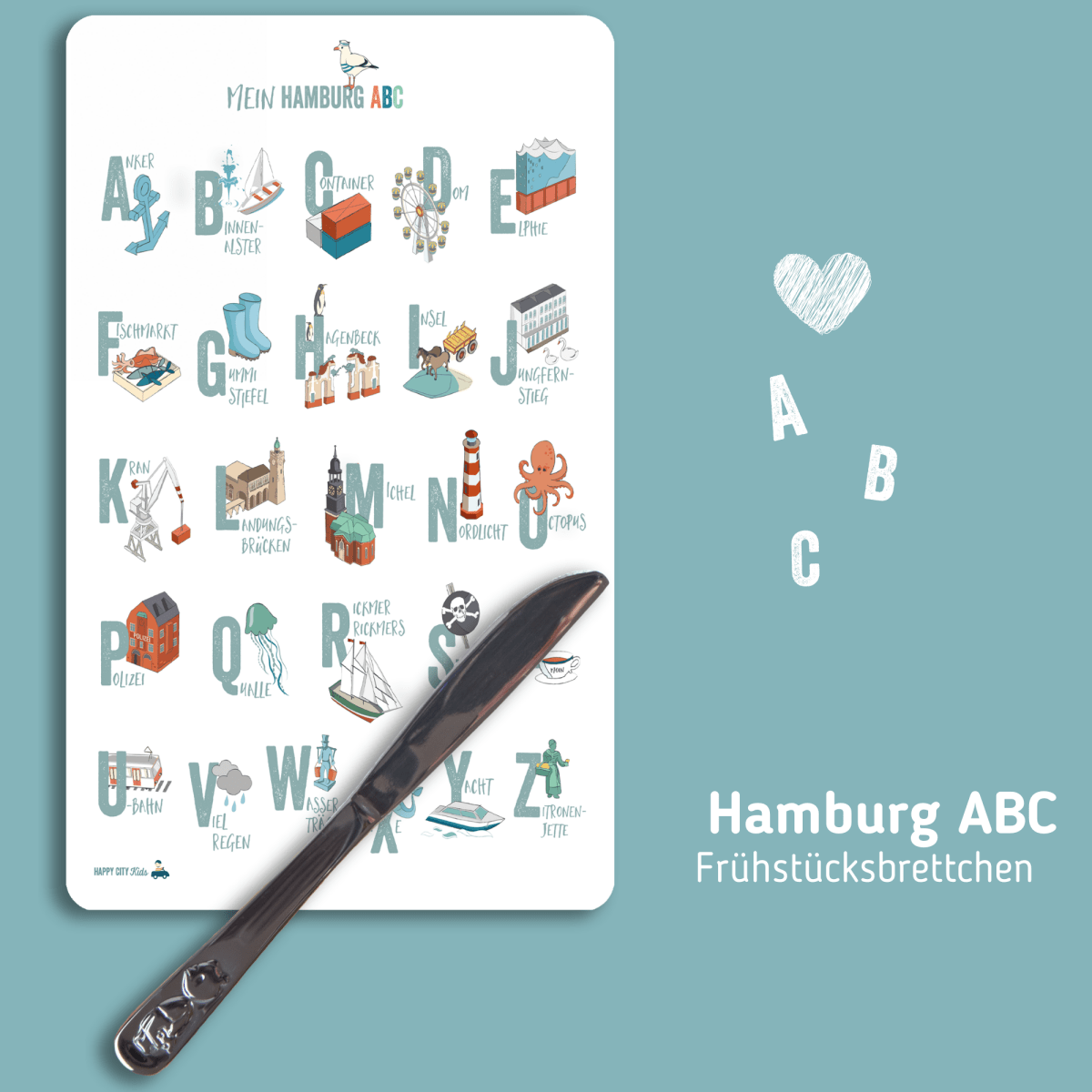 Frühstücksbrettchen ABC Hamburg | HappyCITYKids
