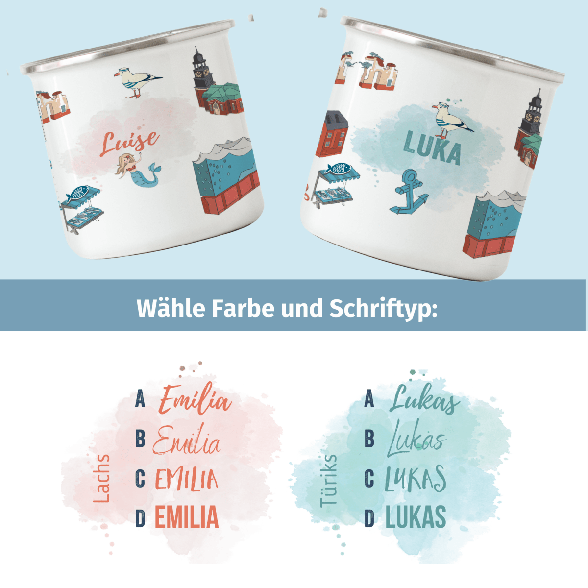 NEUES DESIGN: Hamburg - Emaille - Tasse | HappyCITYKids