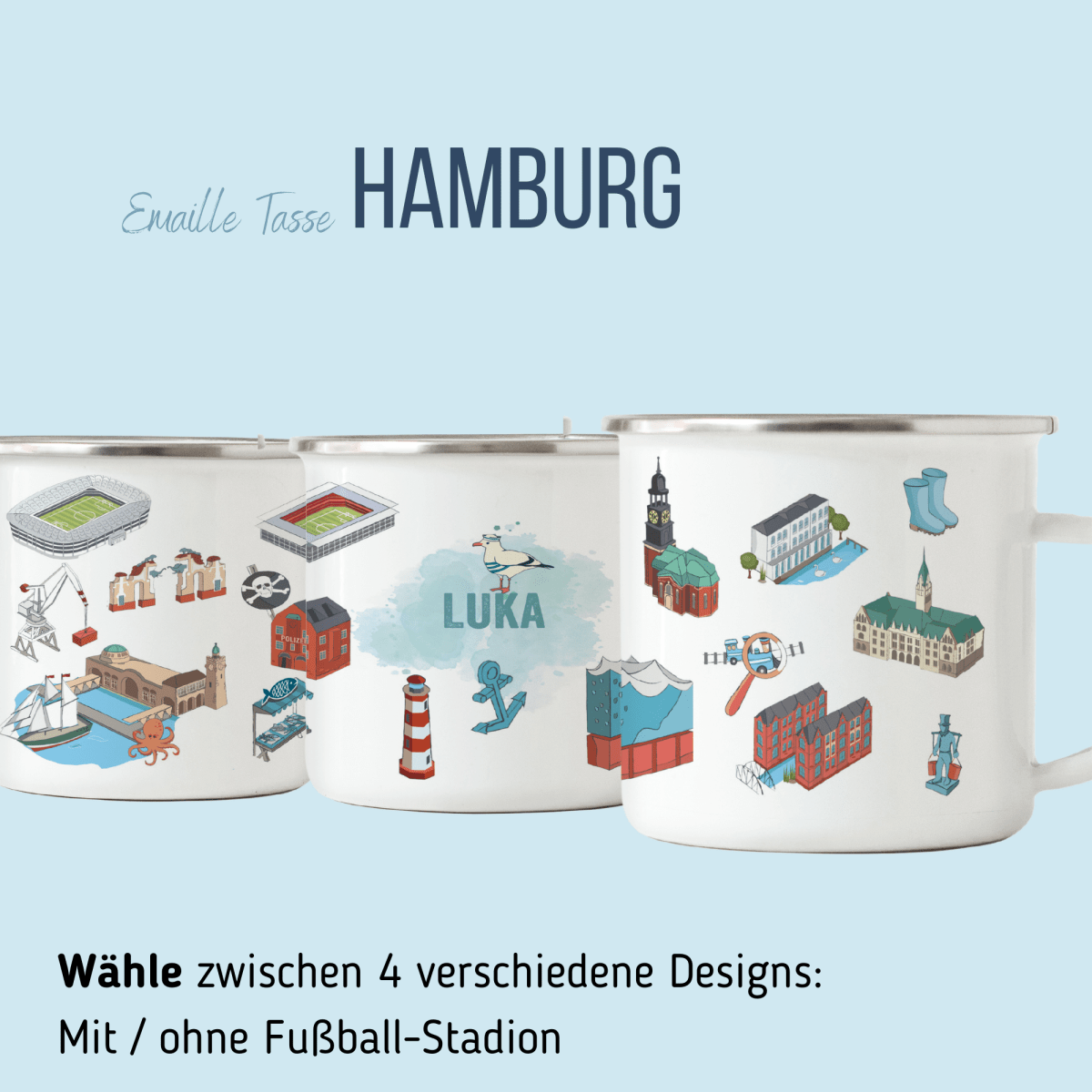 NEUES DESIGN: Hamburg - Emaille - Tasse | HappyCITYKids