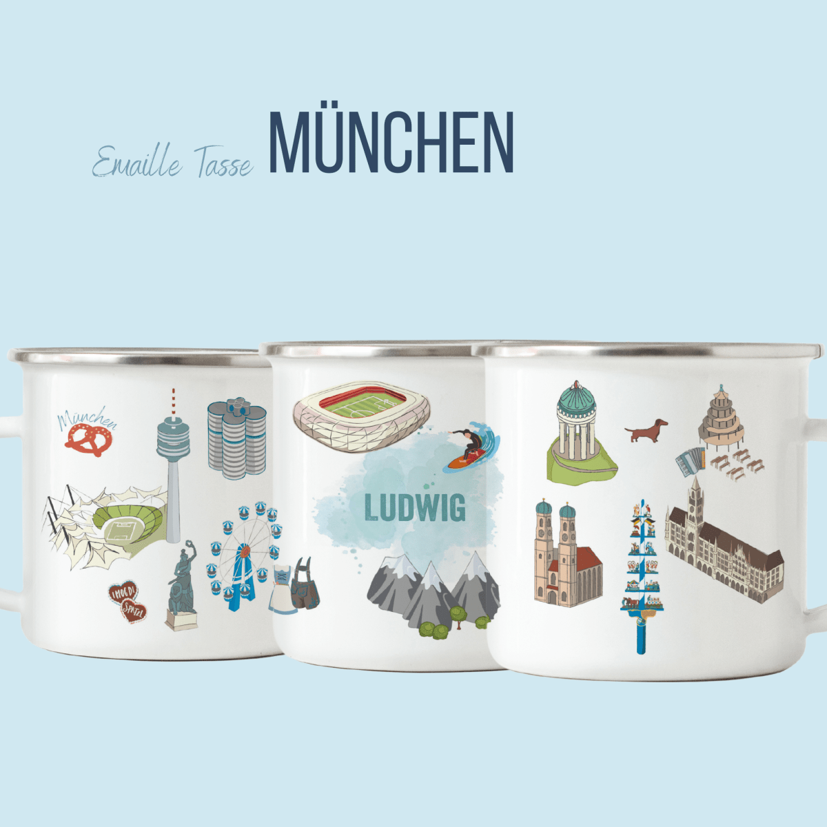 NEUES DESIGN: München - Emaille - Tasse | HappyCITYKids