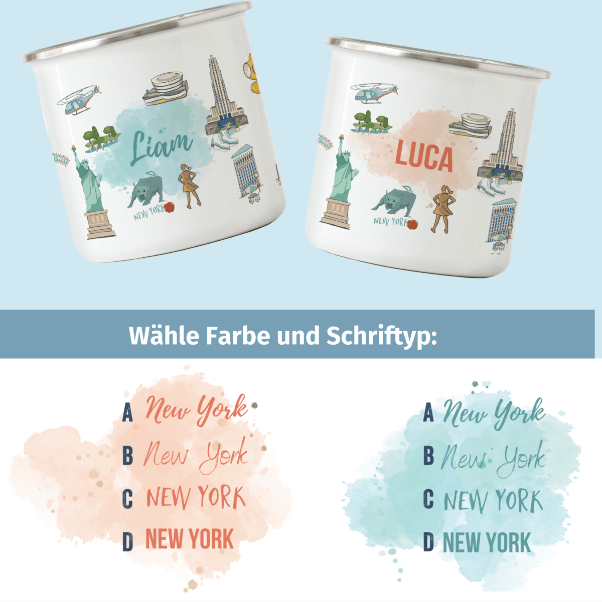 NEUES DESIGN: New York - Emaille - Tasse | HappyCITYKids