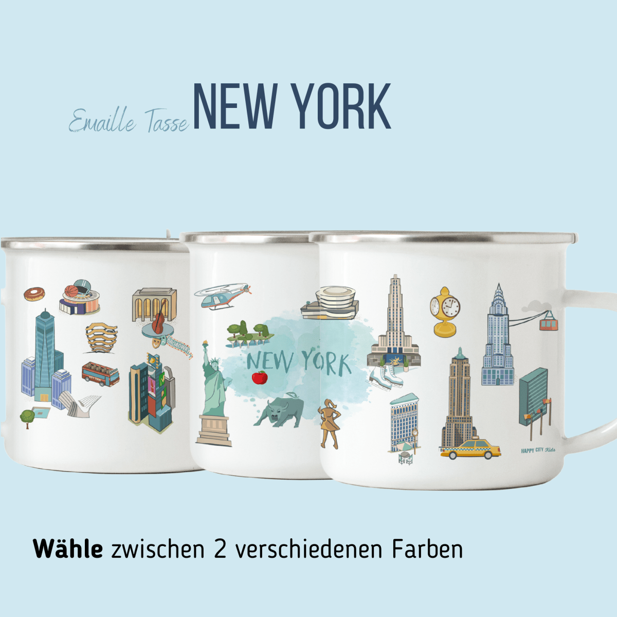 NEUES DESIGN: New York - Emaille - Tasse | HappyCITYKids