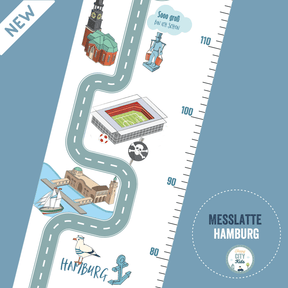 Messlatte Hamburg personalisiert - so groß bin ich schon -Kinderzimmer einrichten - Poster Hamburg