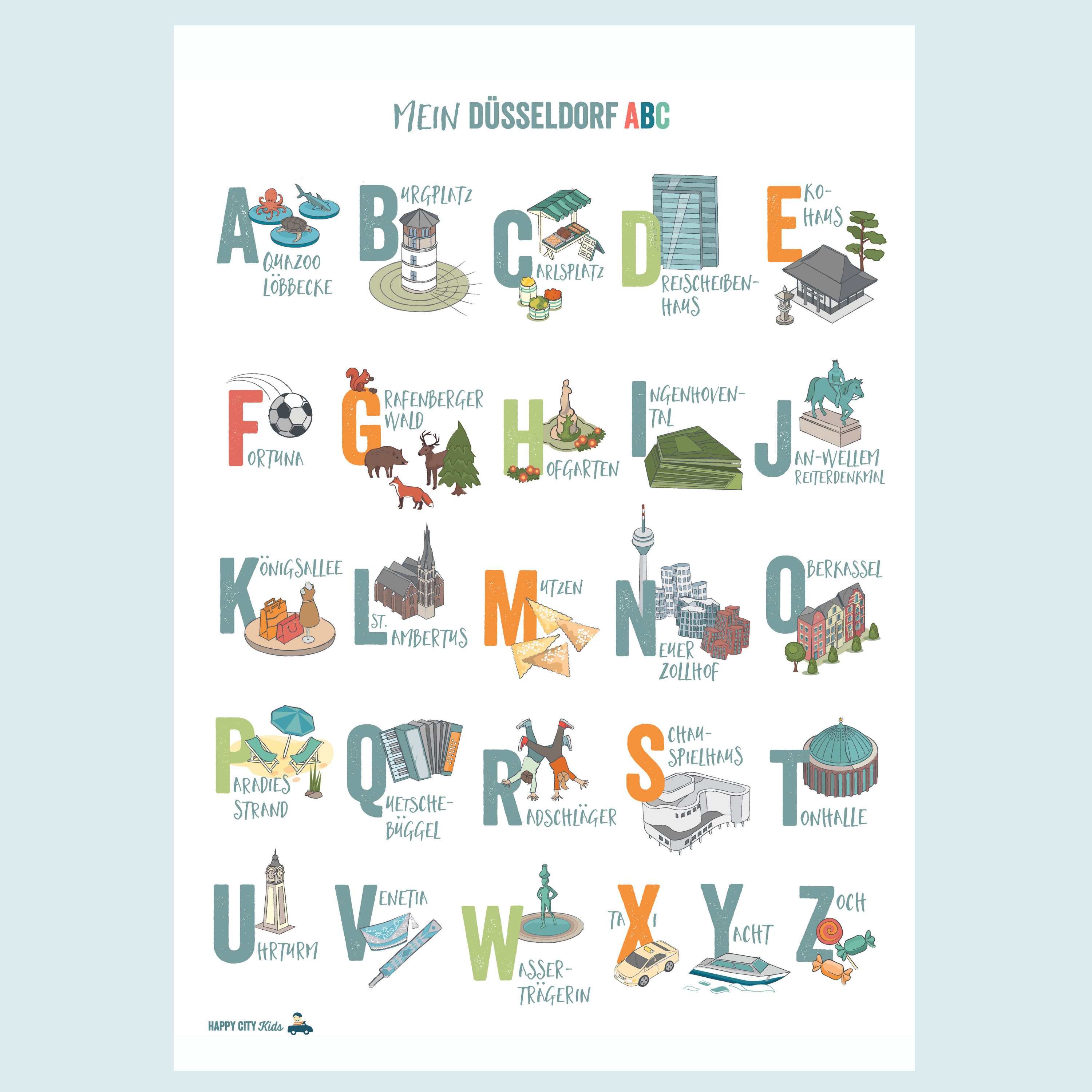 DÜSSSELDORF ABC-Poster & Postkarte