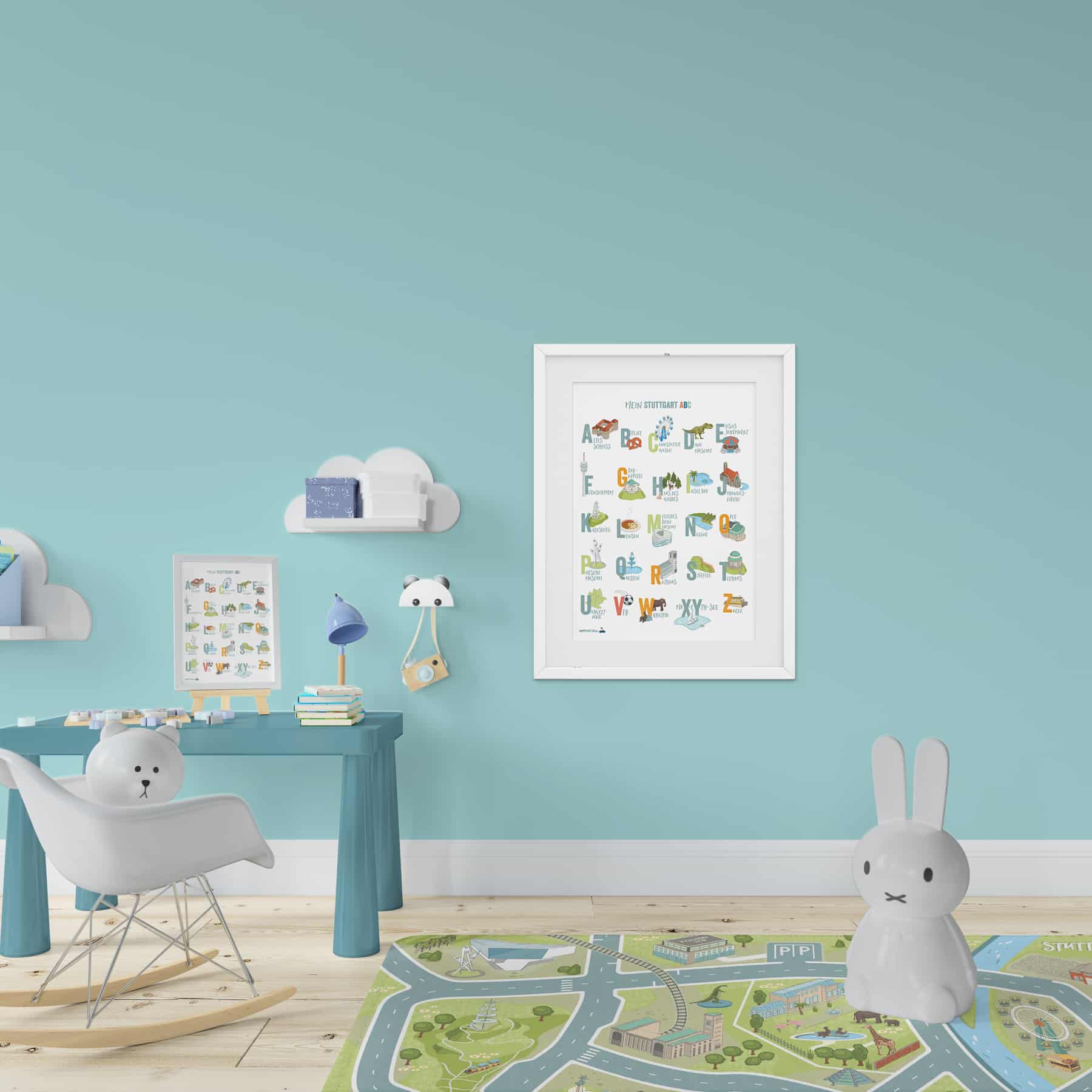Ideen Kinderzimmer STUTTGART Postkarten- schöne ABC-Poster für &