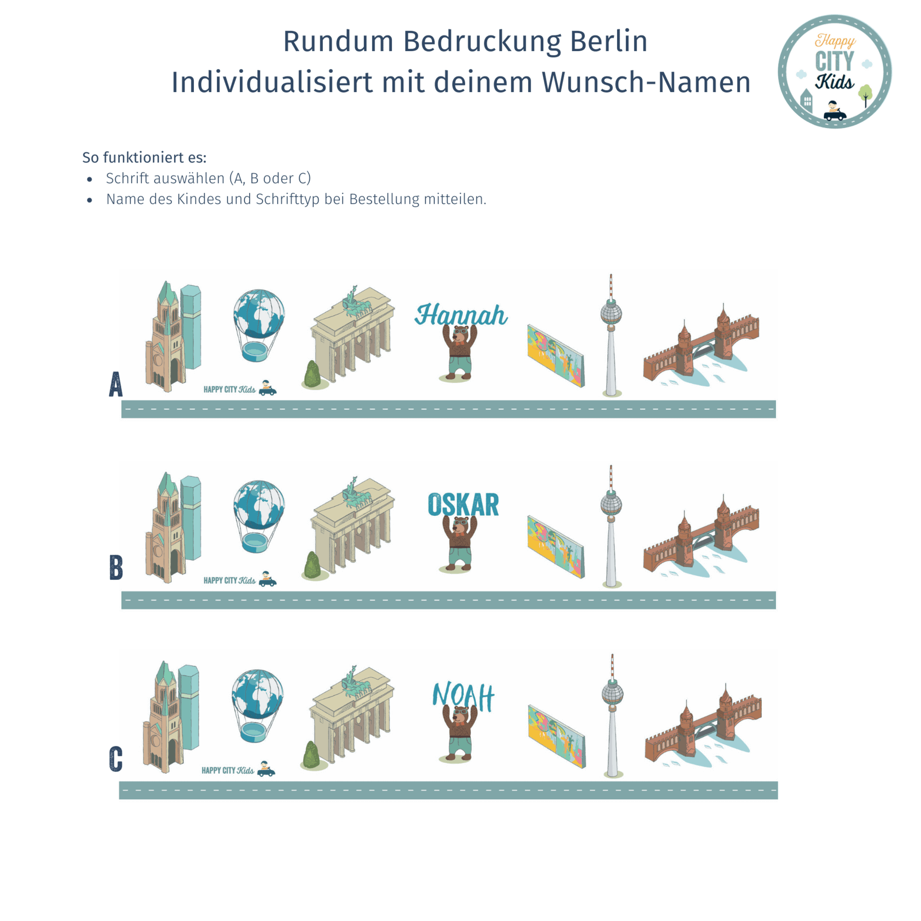 Emailletasse Berlin - mit Namen individualisieren - personalsiersen - HappyCITYKids