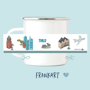 Emaille-Tasse Frankfurt - mit Namen